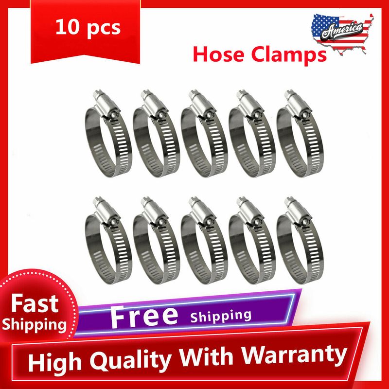 10pack 2 Inch Hose Clips 304 Stainless Steel Duct Clamps Worm Gear Hose ...