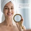Frcolor Hand Mirror, Folding Mirror, Makeup Mirror, Hand Held Makeup Mirror, Stand Mirror, Tabletop Cosmetic Tool, Travel Makeup Mirror, Handle Travel Mirror, Antique Mirror, Makeup Tool, Round (Bronze)