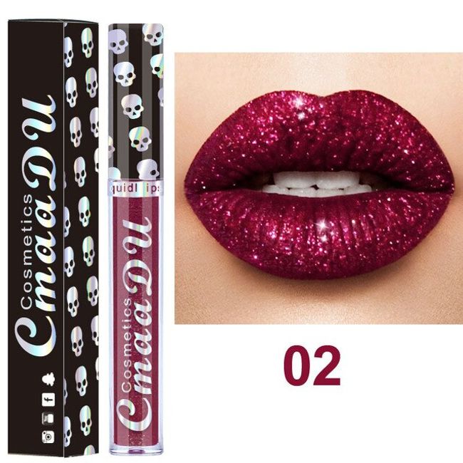 8 Color Diamond Shiny Glitter Liquid Lipstick Lip Gloss Waterproof Long Lasting Metallic Women Makeup Cosmetics