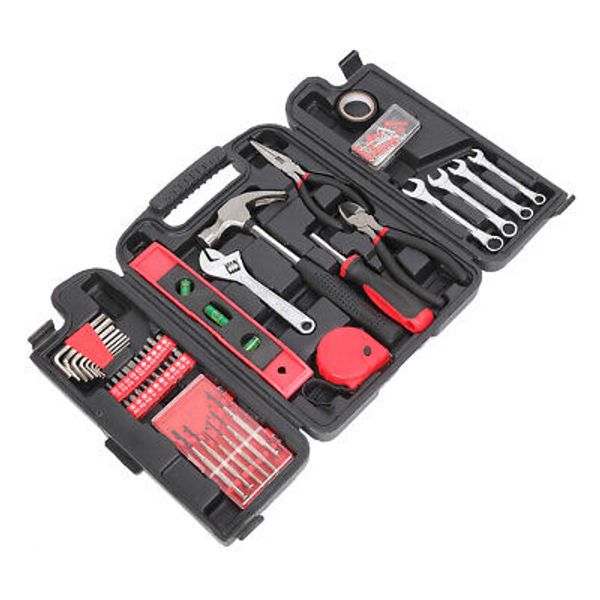 136 Piece Tool Set Red Durable Hand Tool Kit for Home Improvement Mechanics