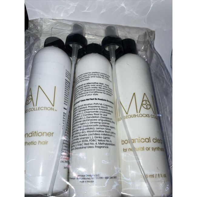 3 item Iman Gorgeous Locks Collection Botanical Hair Spray/CONDITIONER/CLEANSER