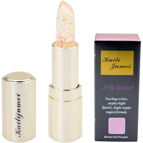 Kailijumei Flower Liptient Authentic Lip Magic Color Lipstick with Gold Powder Flower Lip Balm Lipstick (01. Single Item, Pink)