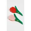 Loeffler Randall Women's Juniper Tulip Clip Set, Red/Pink, One Size