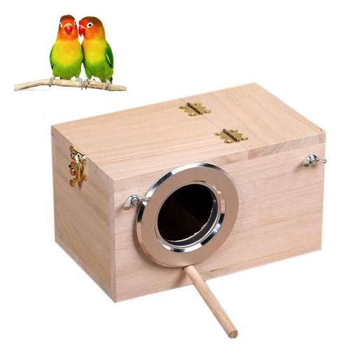 zmgmsmh Bird Nest Breeding Box Cage Wood House for Finch Lovebirds Cockatiel Budgie Conure Parrot (M-9.8 X 5.1 X 5.3IN)