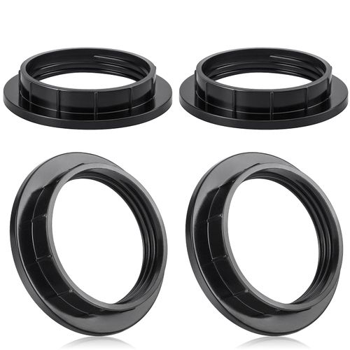 DiCUNO Plastic Screw Bulbs Lampholder Twist Lock Socket Replacement Ring, Lampshade Ring Converter E27, E27 Plate Light Fitting, ES Lamp Shades Black, 4 Pieces