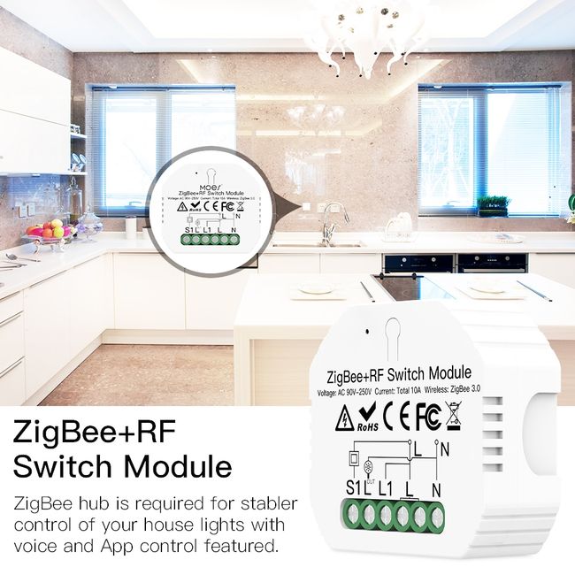 MOES Tuya ZigBee 3.0 Smart Light Switch Relay Module 1/2/3 Gang