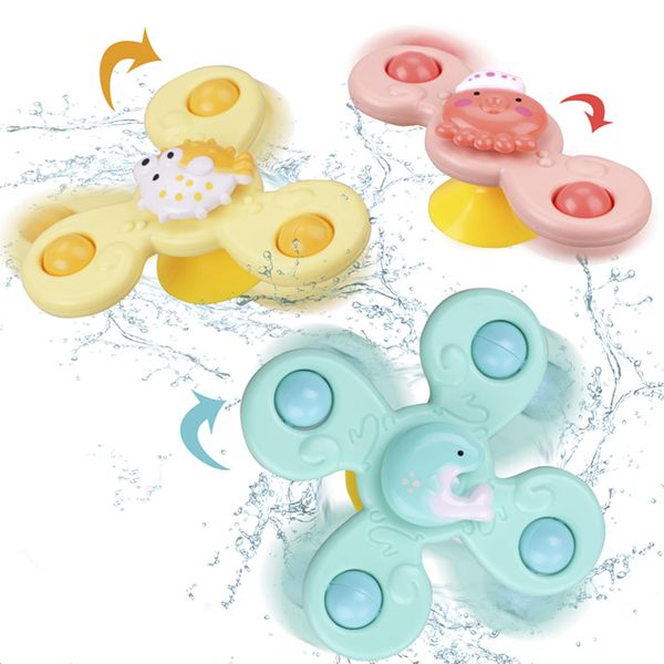 Suction Cup Toy for Baby,3 Pcs Spinning Toy Early Education Bathtub Toy Sea Animals Design Super Suction Intelligence Development High Chair Toys with Suction Cups Toddler Travel Toys Gift...