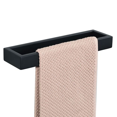 SAYAYO Towel Rail Black Towel Holder Bathroom Towel Rail Guest Towel Holder Wall Mounted Stainless Steel Bath Towel Holder for Bathroom and Kitchen 26 cm