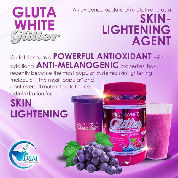 GLUTAWHITE GLITTER  L-Glutathione Plus White Brillions + Shaker.