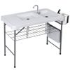 Folding Fish Cleaning Table with Sink and Spray Nozzle Heavy Duty Camping Table