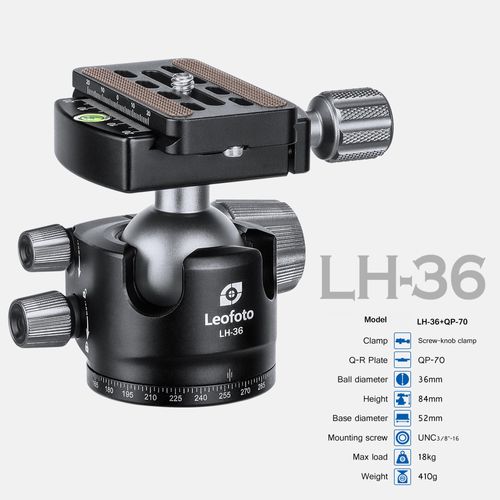 84mm Low Profile Camera Tripod Ball Head Mount with 1/4" Quick Release Plate for Camera/DSLR/Camcorder, 360° Swivel & 90° Tilt Panoramic, 3/8" Mounting Screw for Tripod/Monopod/Slider, Max Load 39lb