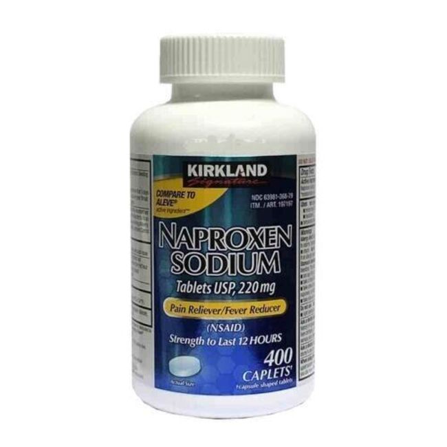 Kirkland Signature Naproxen Sodium 220mg Pain & Fever Reducer 400 Caplets NSAID