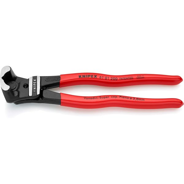 Knipex Bolt End Cutting Nipper high lever transmission black atramentized, plastic coated 200 mm 61 01 200