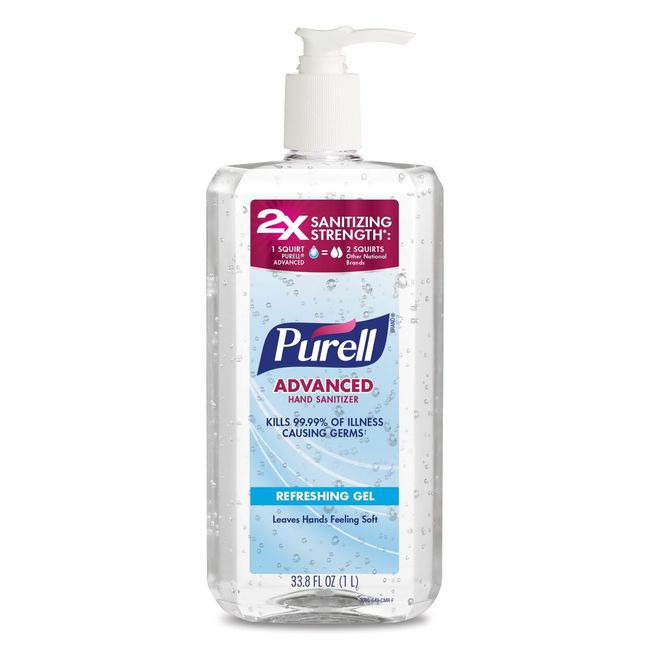 Purell Advanced Hand Sanitizer Refreshing Gel, Clean Scent, 1 Liter Pump Bottle