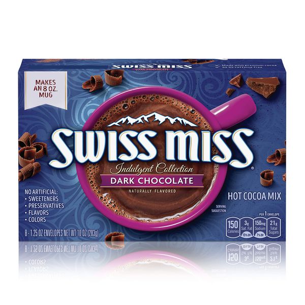 Swiss Miss Indulgent Collection Dark Chocolate Hot Cocoa Mix, 8-Count 10 oz. (Pack of 12)