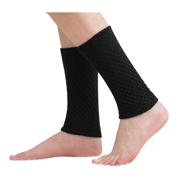 [Ttoitv] Leg Warmers Ankle Warmers, Double Knitted, Silk Inside, Warm, Cold Protection, Leg Cover, Warming, Cold Protection, Cold Protection, For Sleeping, Women's, Men's, Black