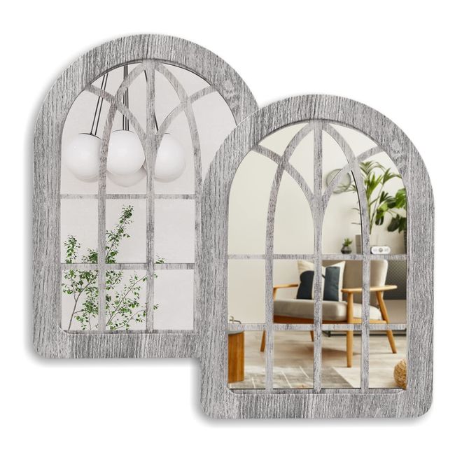 Wooden Framed Arched Wall Mirror Farmhouse Arch Mirrors For Wall Decor Rustic Wi