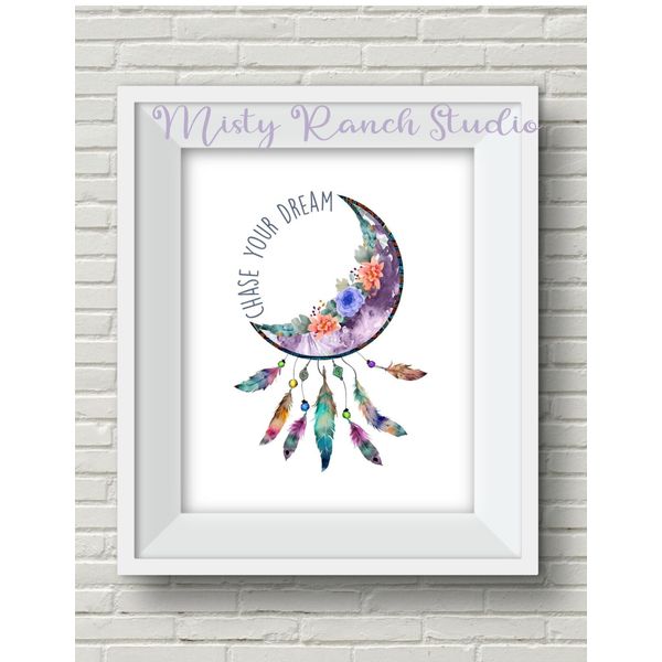 Chase Your Dream DREAMCATCHER UNFRAMED Art Print Encouragement, Mental Health