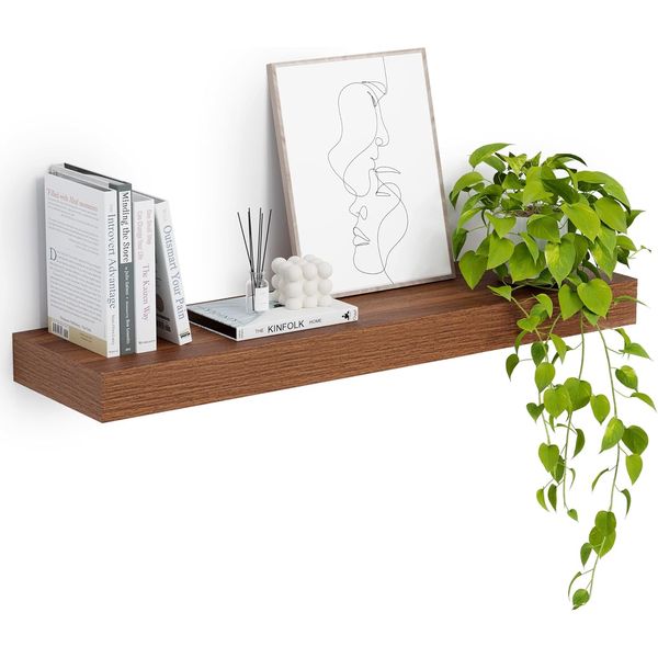 12" Deep Floating Shelves, 36 X 12 Inch Wall Mounted Long Floating Shelf with In