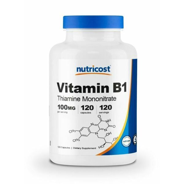 Nutricost Vitamin B1 (Thiamin) 100mg, 120 Capsules - GF & Non-GMO EXP 08/2026