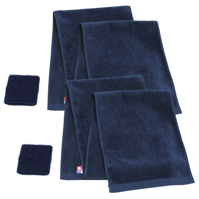 oruta Imabari Scarf Towel, Wristband, Set of 2, Imabari Certified, Made in Japan, Sports, Navy, Set of 2