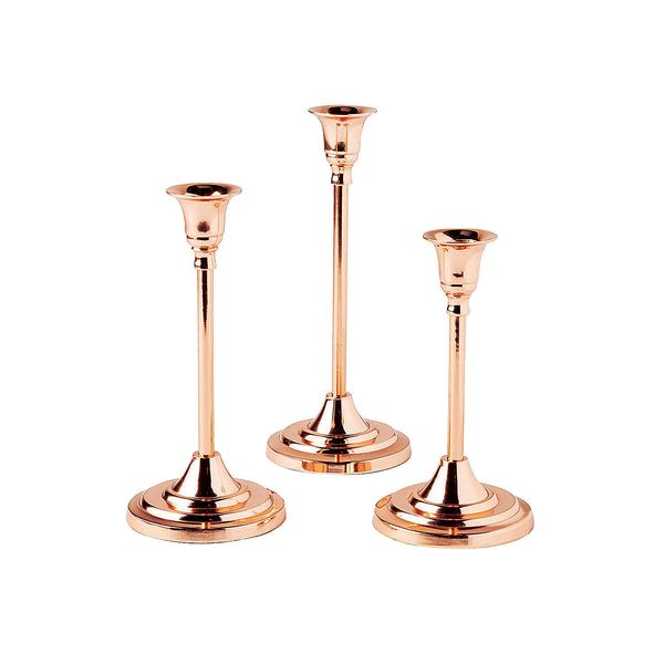 Copper Taper Candle Holder Set - Home Decor - 3 Pieces