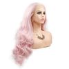 Pink Wig Glueless Lace Front Wigs Long Curly Wavy Pastel Peach Pink Real Hair Wigs for Women Handmade Synthetic Lace Front Wigs Pre Plucked Heat Resistant Cosplay Drag Queen colorful women's wigs 24"