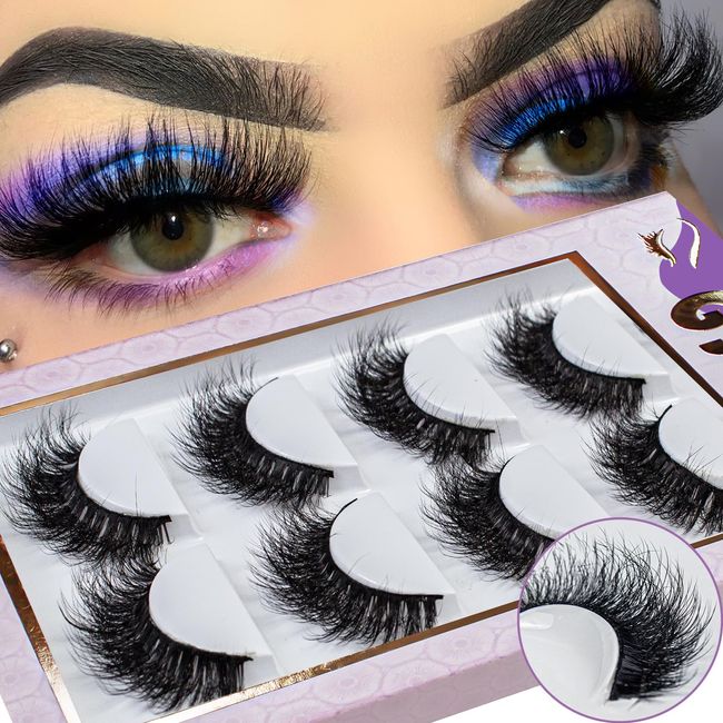 5D Faux Mink Lashes Fluffy - Birthday Mother's Day Gifts Presents for Women Wife 5 Pairs False Lashes Fake Eyelashes Mink Natural Look D Curly Cat-Eye Lashes Dramatic Lashes