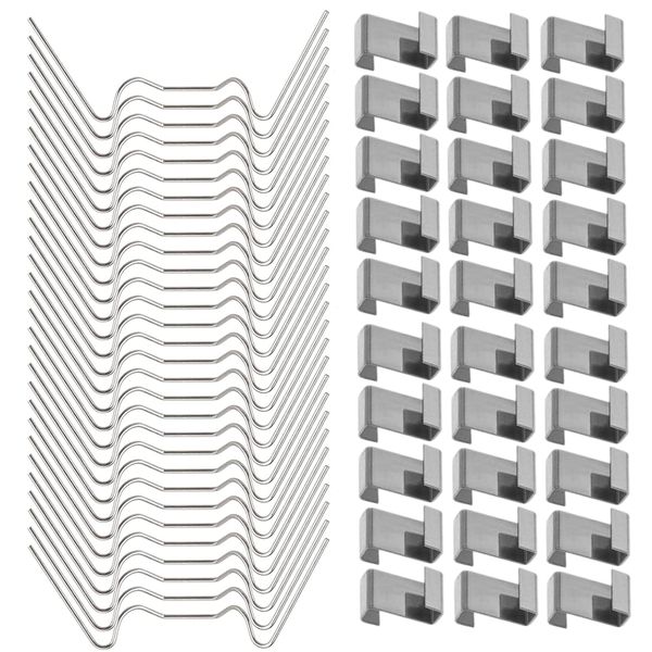 HONGCI 100Pcs Greenhouse Clips for Glass,Stainless Steel Greenhouse Window Clips Glass Pane Fixings Clips(50 Greenhouse Glazing W Wire Clips & 50 Greenhouse Glazing Z Clips) for Greenhouse Glass Clips