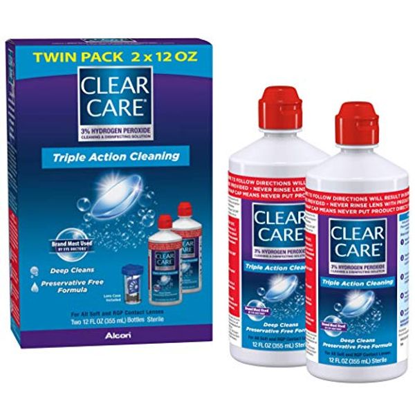 Clear Care Cleaning Solution with Lens Case, Twin Pack, 12-Ounces Each