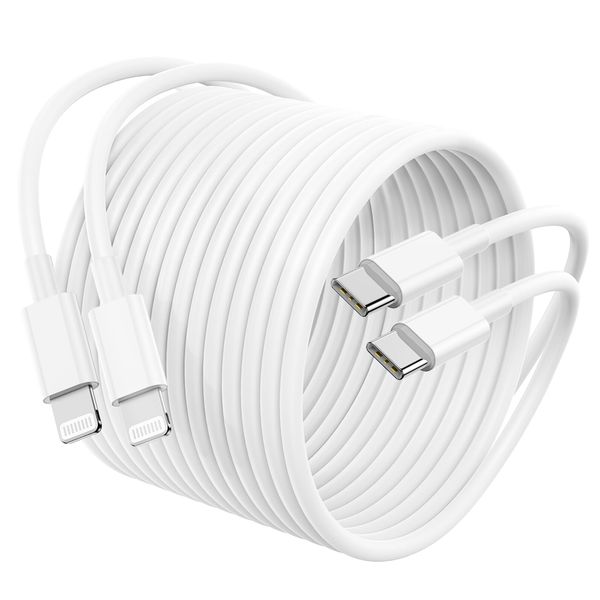 2 Roots, USB-C to Lightning Cable, 2M iPhone Cable, 20W Compatible, PD Rapid Charging, Type C, iPhone Charging Cable, Lightning Charging Cable, Ultra Durable, High Speed Data Sync, Type C, iPhone