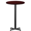 24" Round Mahogany Laminate Table Top With Base - Bar Height Restaurant Table