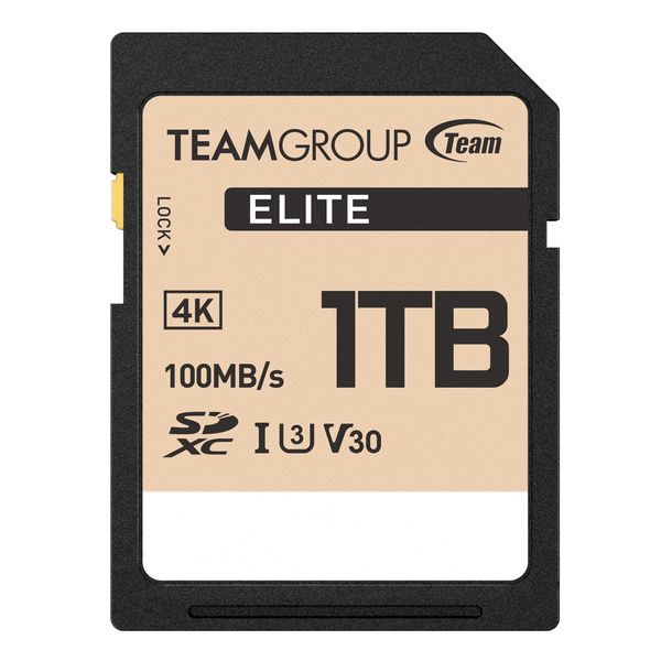 TEAMGROUP Elite 1TB UHS-I U3 V30 UHD Read Speed up to 100MB/s SDXC High Speed 4K Memory Card Compatible with Canon Sony Nikon Panasonic FUJIFILM Digital Camera TESDXC1TIV30P69