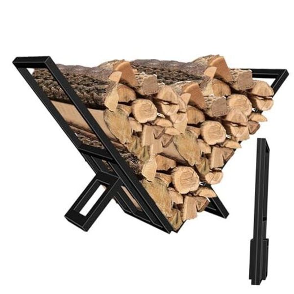 Firewood Rack Indoor Portable Wood Rack Metal Fireplace Log Holder 31.5inch