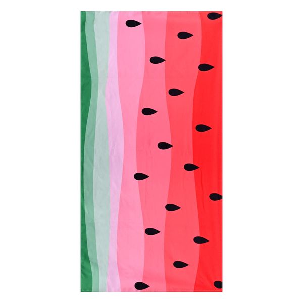 Watermelon Microfiber Beach Towel, 24"x48", Small, Lightweight, Quick Dry, Sand Free, Perfect for Kids, Girls, Women, Red Watermelon Design, Ideal Swim, Bath, Pool Towel, Unique Watermelon Gifts