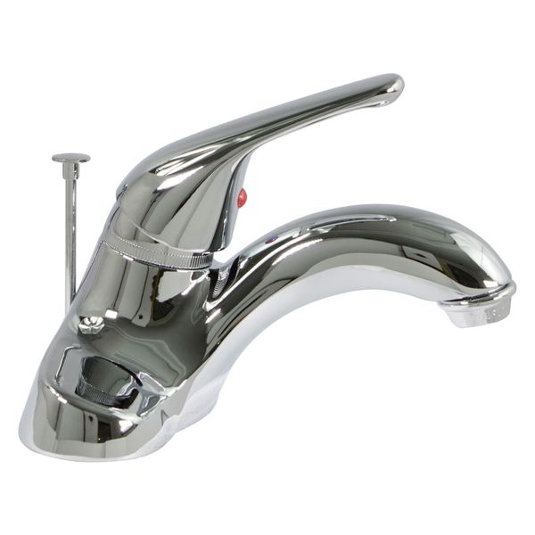 Single Handle Chrome Bathroom Vanity Sink Faucet with Brass Pop Up Solid Lever