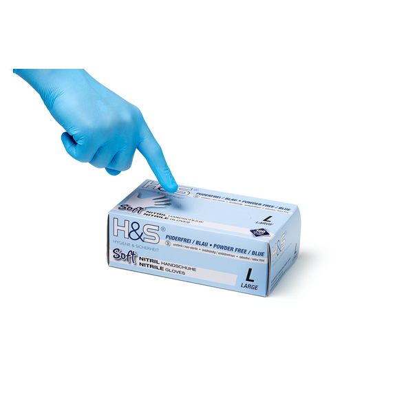 ISC Hygiene & Safety Nitrile Gloves by H&S (7 S Small, blue), box of 100, powder free, latex free, eudermic, disposable examination gloves, nonsterile ambidextrous, commercial use