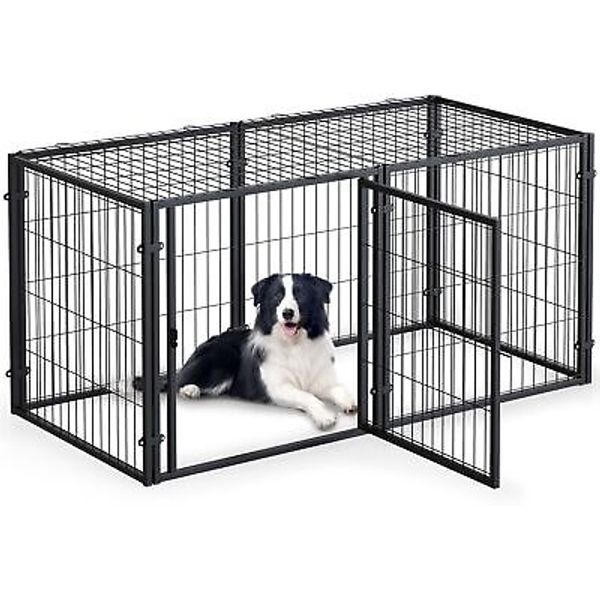 Large Dog Crate Pet Kennel Heavy Duty Cage Metal Frame Puppy Playpen Outdoor US