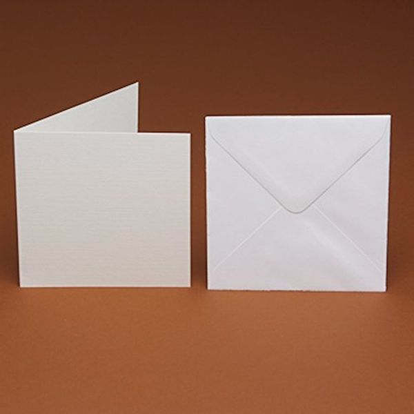 6" (150mm) Large Square Blank White Smooth Cards and Matching Smooth envelopes (25)
