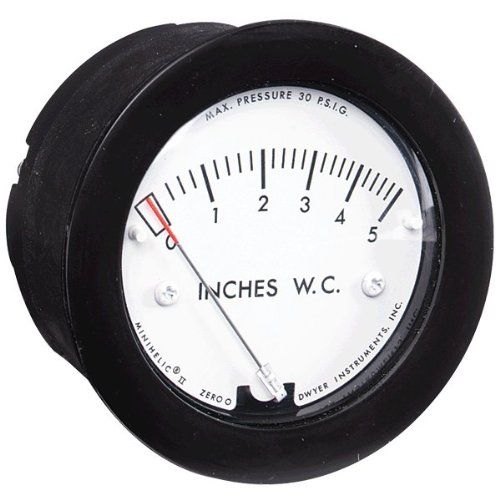 Dwyer® Minihelic® II Differential Pressure Gage, 2-5020-NPT, High Accuracy, Compact, 0-20" w.c. & NPT
