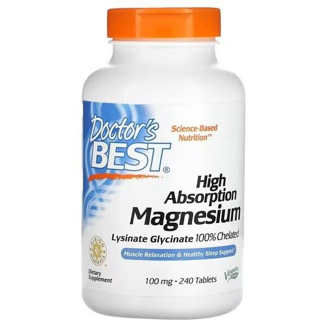 Doctor's Best High Absorption Magnesium, 100 mg, 240 Tablets