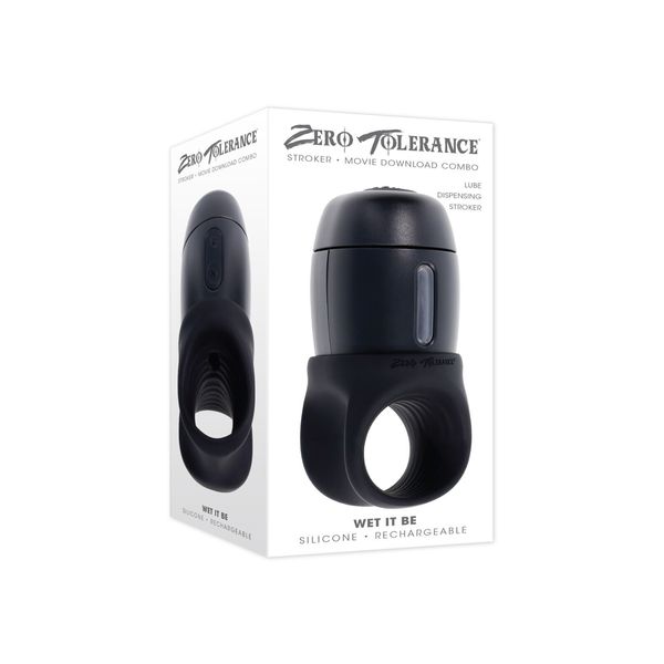 Zero Tolerance Wet It Be Stroker Black - Lube Dispensing Vibrating Masturbator