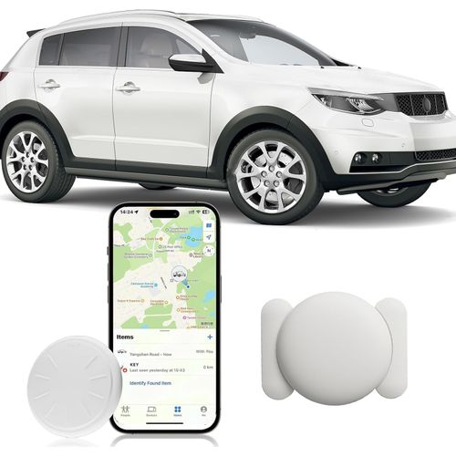 Vehicle GPS Tracker,No Subscription Car Tracker,Car Tracking Device Work with Apple Find My App(iOS Only),Real-Time Monitoring for Car,Van,Motorbike,Caravan,Motorcycle (White,1PCS)