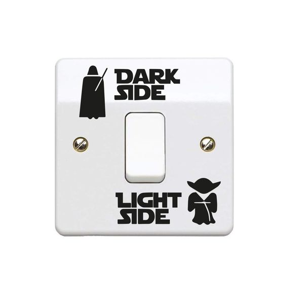 StickerDeen | Dark Side Light Side Light Switch Vinyl Decal Sticker (Kids Room, Man Cave, Home, Boys, Girls, Children, Adults) - UK Made (Black) (Pack of 1)