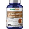 NusaPure Cordyceps Extract 3000 mg 200 Veggie Capsules (Sinensis CS-4)