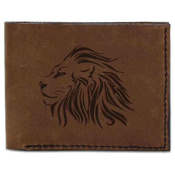 Men's Lion Tatoo Style -19 Handmade Genuine Pull-up Leather Wallet MHLT_03