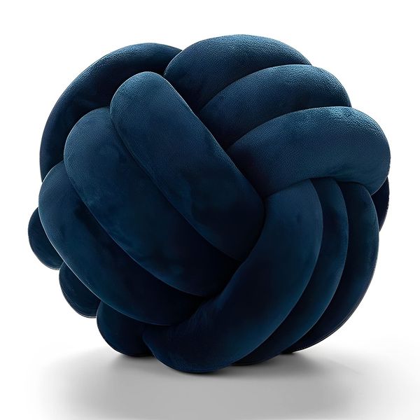 Knot Pillow Ball Round Cushion Pillows, Children Room Decoration Plush Toys Calming Stress Relief Toy (Dark Blue,11in/28cm)