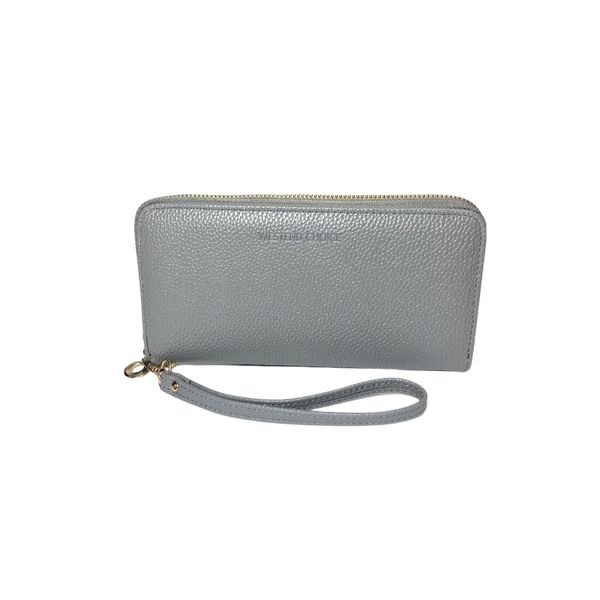 WESTEND CHOICE Ladies Leather Wallet Women Long Purse Clutch Bag Card Coin Phone Money Purse (Grey)