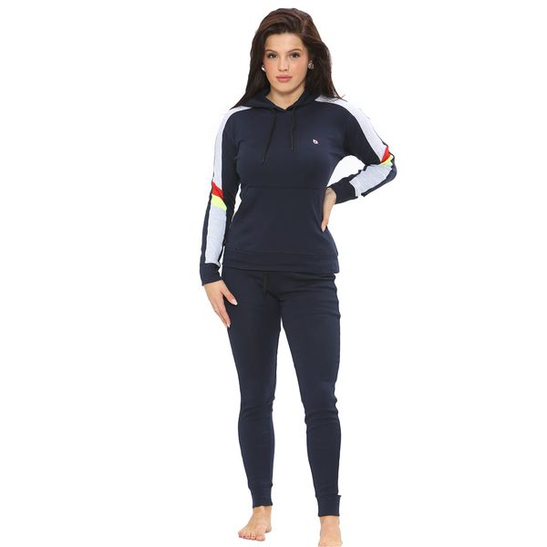 Bahob® Women’s Sportswear Set, 2 Piece Women Track Suit Set Hoodie and Stretch Legging Ladies Gym Wear Tracksuits Activewear Set S to XL (Navy, Small)