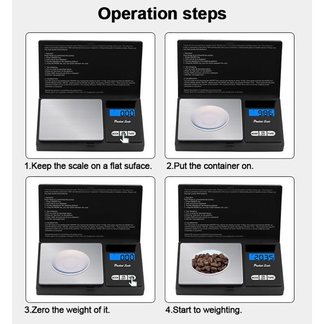 1000g/ 0.01g Small Pocket Jewelry Scale, Digital Kitchen Scale with 2  Trays, Stainless Steel Gram Scales Weight Gram and Oz, Digital Herb Scale